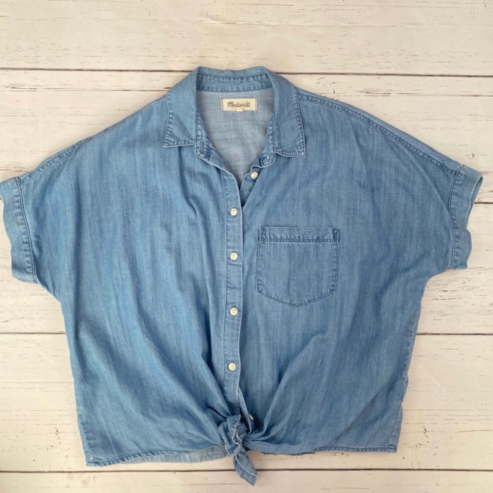 Madewell Front Tie Chambray Top